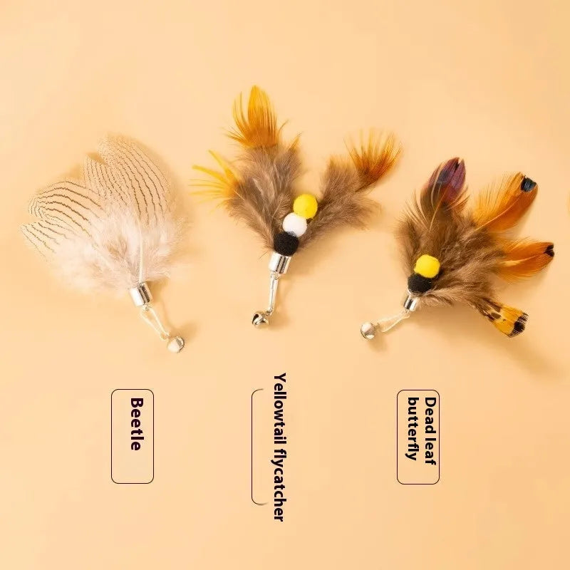 Three steel wire cat toy replacement heads with insect designs, each 4cm long