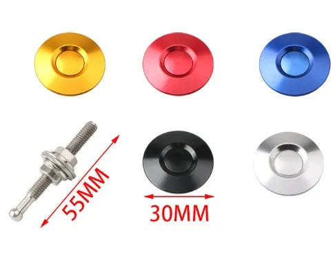 30mm aluminium engine cover lock in silver, black, gold, blue, and red colour options.