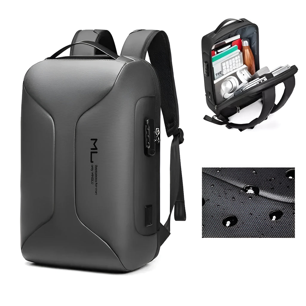 Men's solid-colour business backpack with waterproof Oxford cloth and air pillow belt system