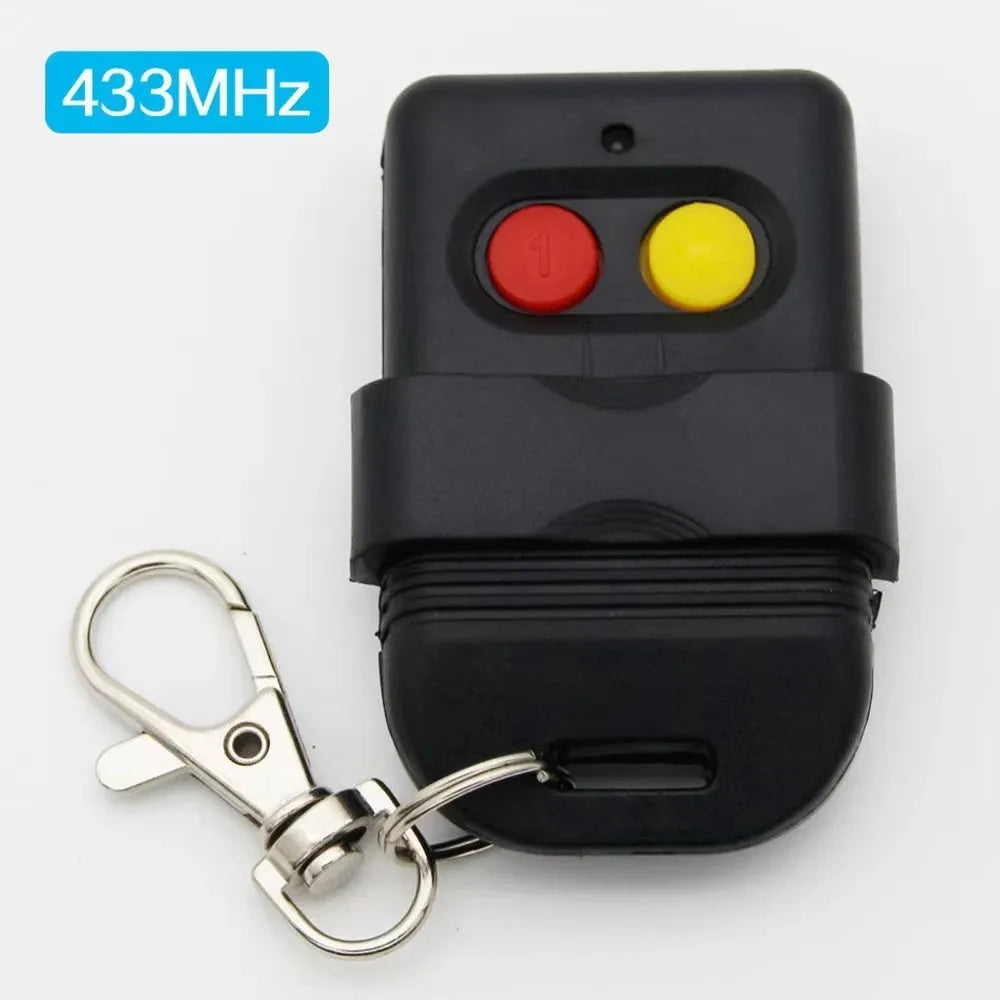 Black plastic dial remote control handle with two keys, SMC5326 chip, for 330MHz or 433MHz door control systems.