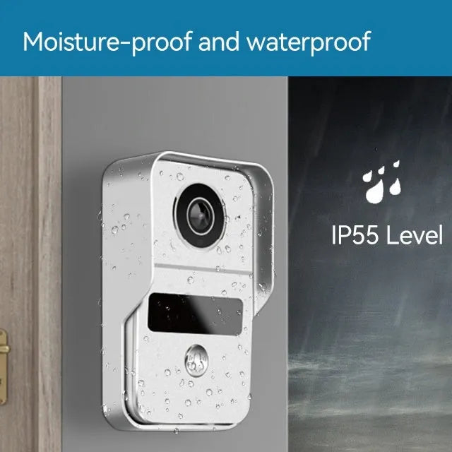 Video Intercom Doorbell 1v2 system showing 10-inch display unit and outdoor camera with installation components