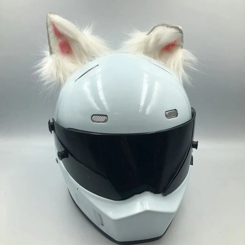 ABS helmet ornaments with animal ears and tails for motorcycle helmets in various colour options