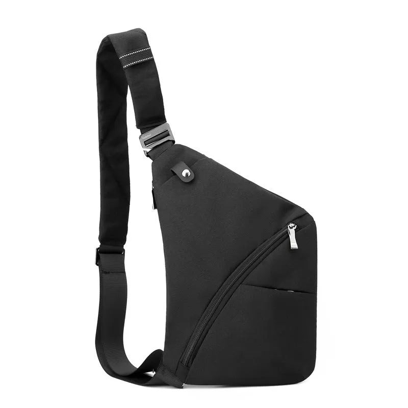 Men's grey Oxford cloth one-shoulder chest bag with urban design and letter print accents