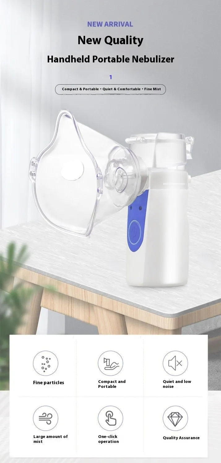USB handheld columnar nebuliser with 0.5L water tank for quiet drug atomisation below 36dB