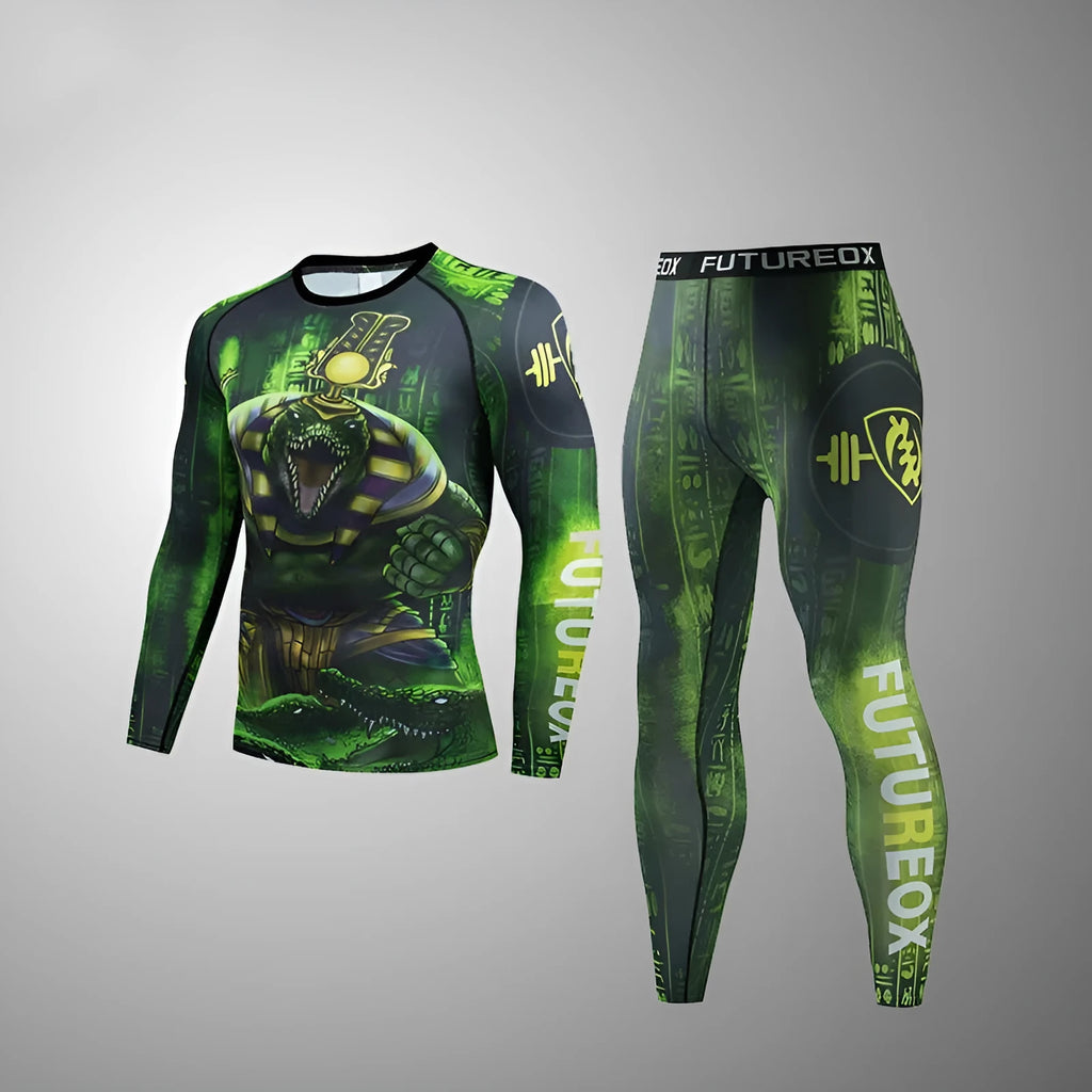 Men's slim-fit polyester sports suit in ZF016 colour, showing long-sleeve top and matching trousers for athletic use.