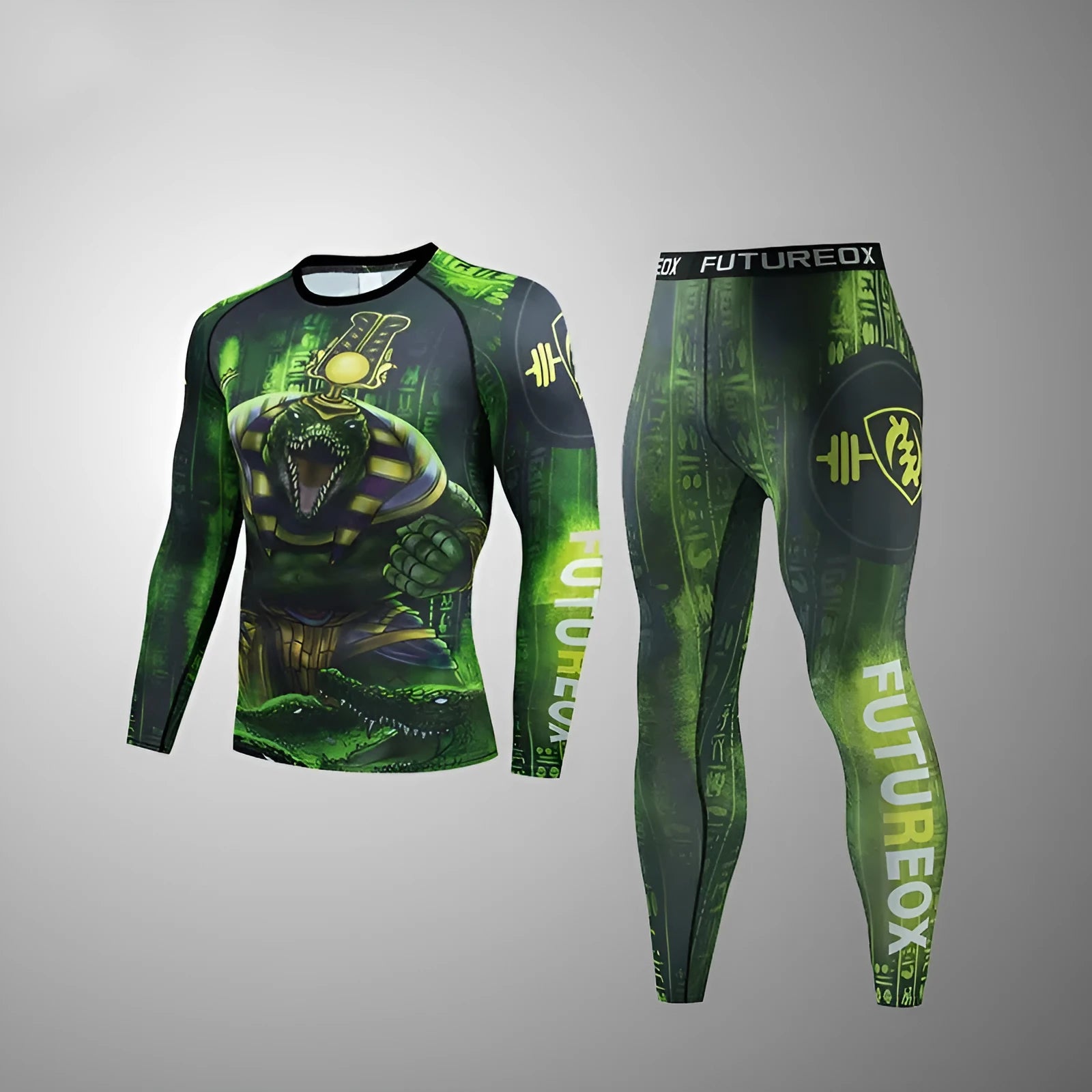 Men's slim-fit polyester sports suit in ZF016 colour, showing long-sleeve top and matching trousers for athletic use.