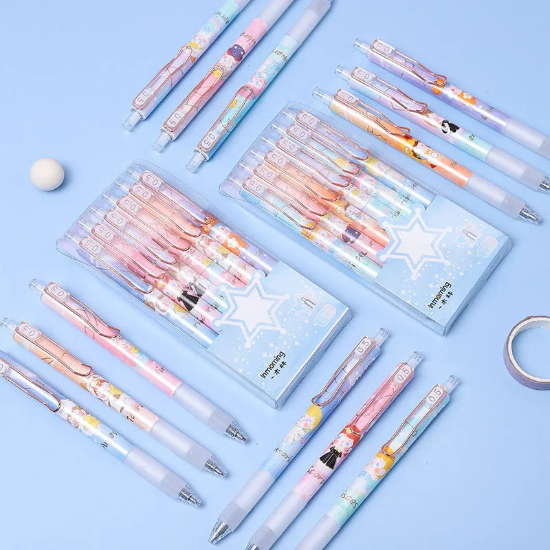 Six Lisa's Secret Constellation press gel pens with 0.5mm tips and zodiac designs