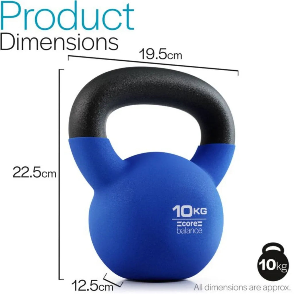 Blue cast iron teapot-shaped kettlebell dumbbell weighing 10 kg on a plain background.