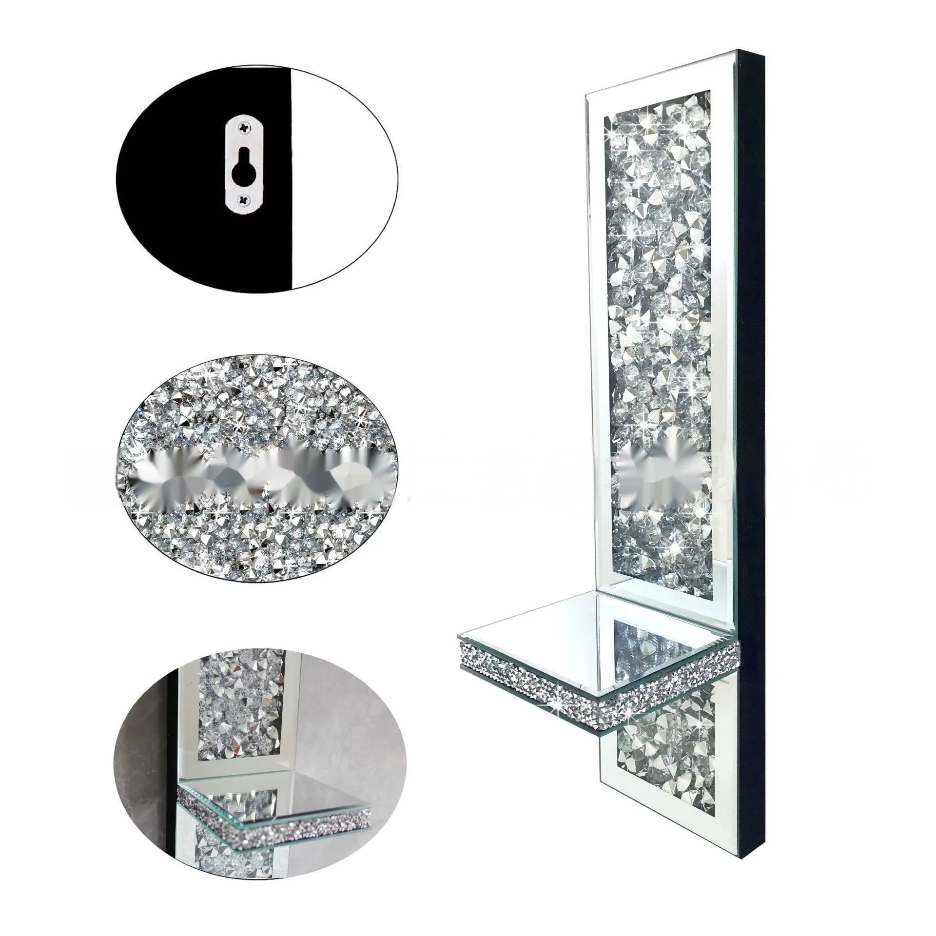Silver mirror glass wall-mounted candle holders measuring 10x11x38cm with modern design