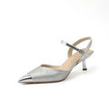 Women's leather high-heeled sandals with pointed toe and 6CM heel in four colour options