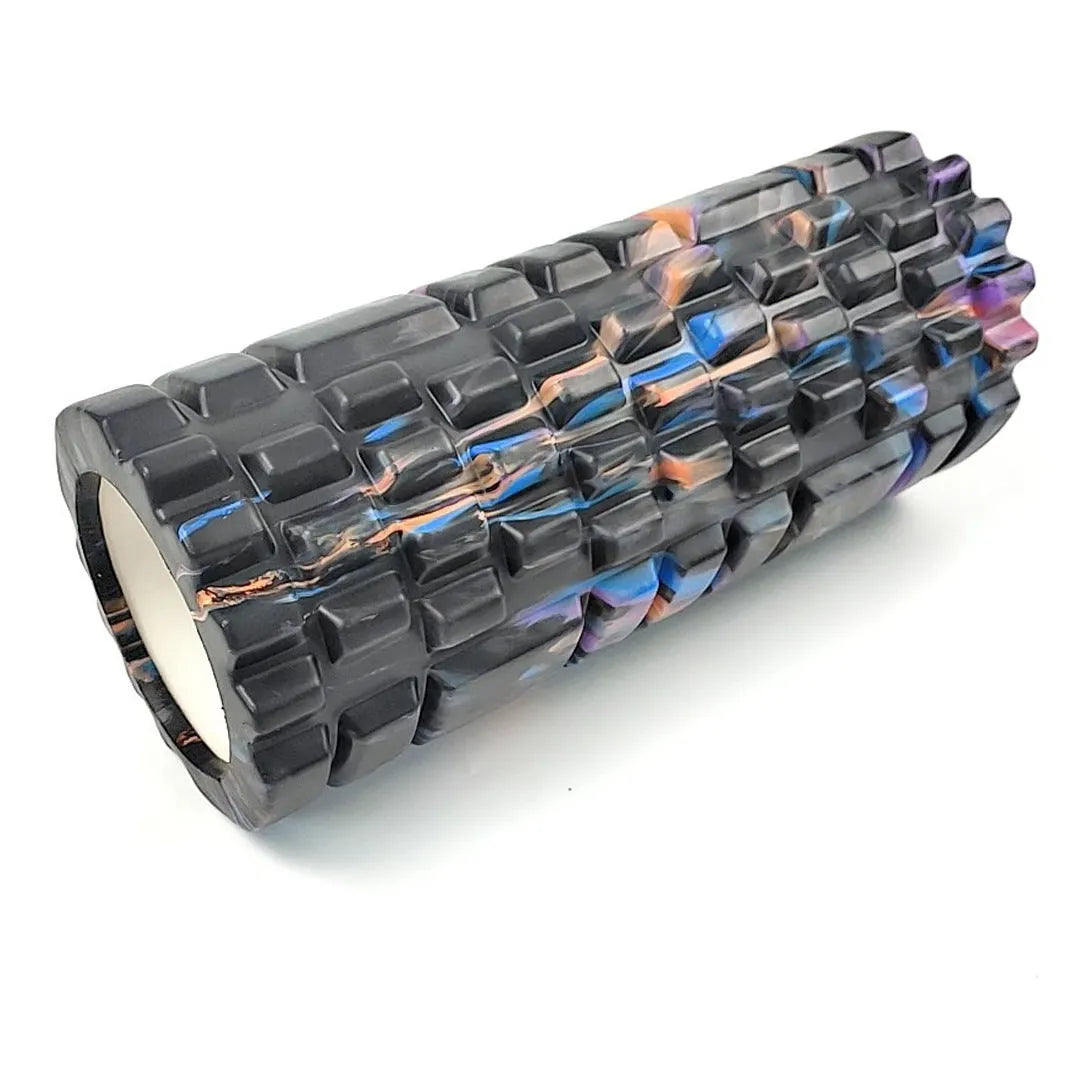 33cm long camouflage pattern EVA foam roller on a floor.