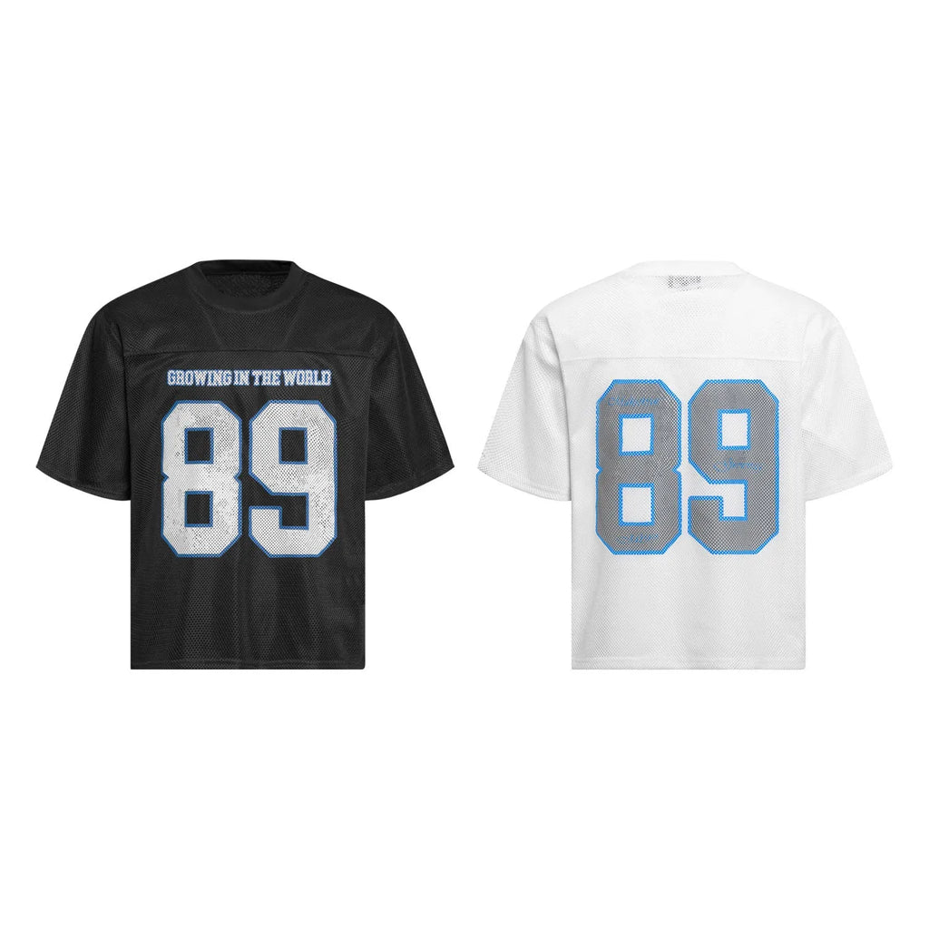 Alphanumeric Printing loose-fitting casual t-shirt in black or white colour, sizes M L XL, polyester fibre blend fabric