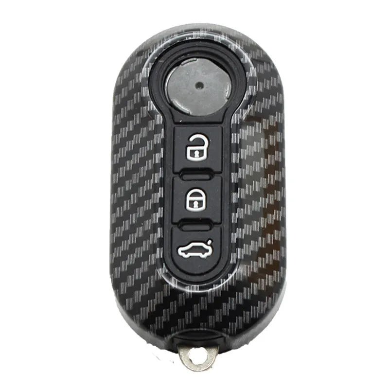 Fiat 500 Boyue Ottimo Viaggio ABS plastic remote key shell case in black, red, and dark blue.