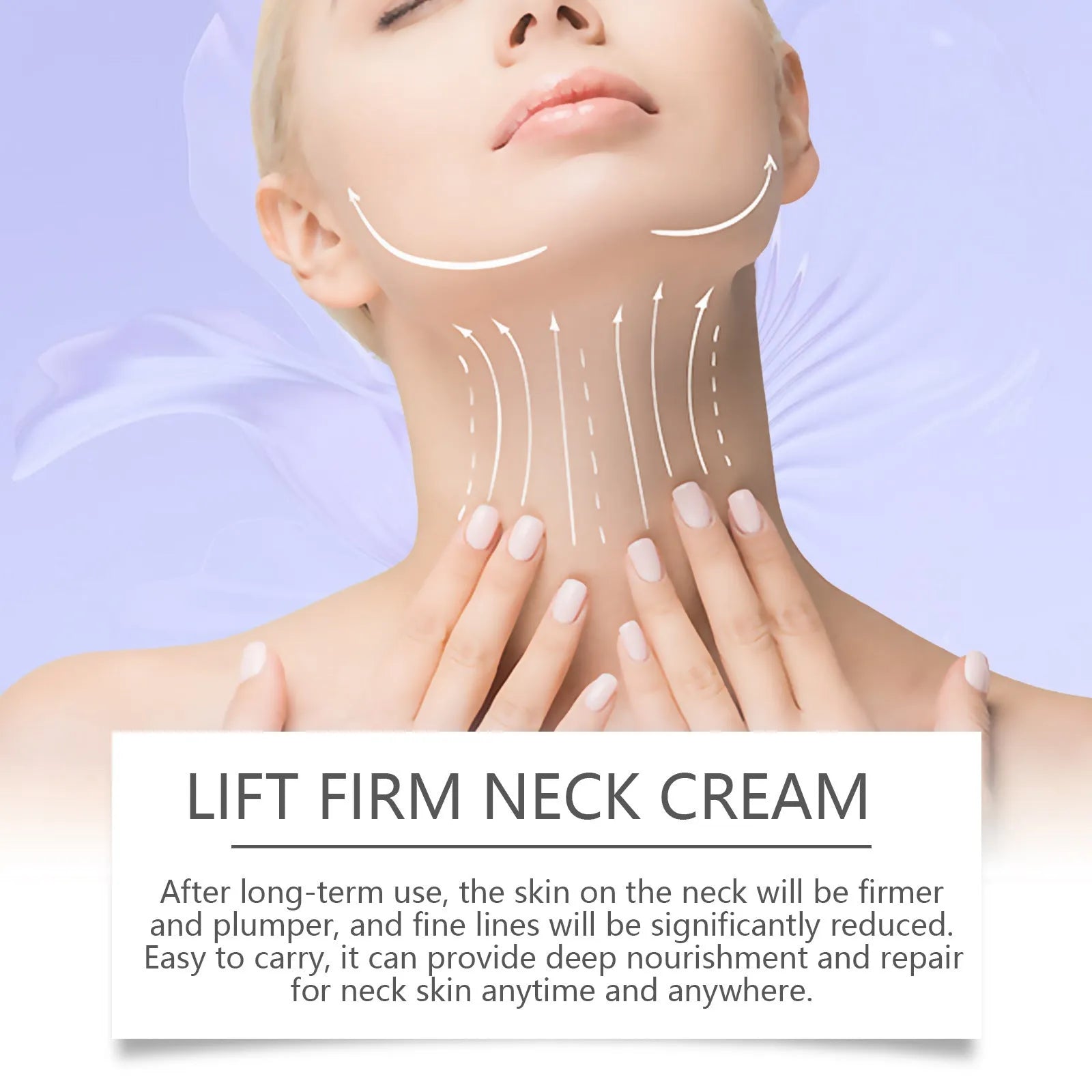 50g neck skin cream jar with moisturising formula containing hyaluronic acid and coffee extract for neck skincare
