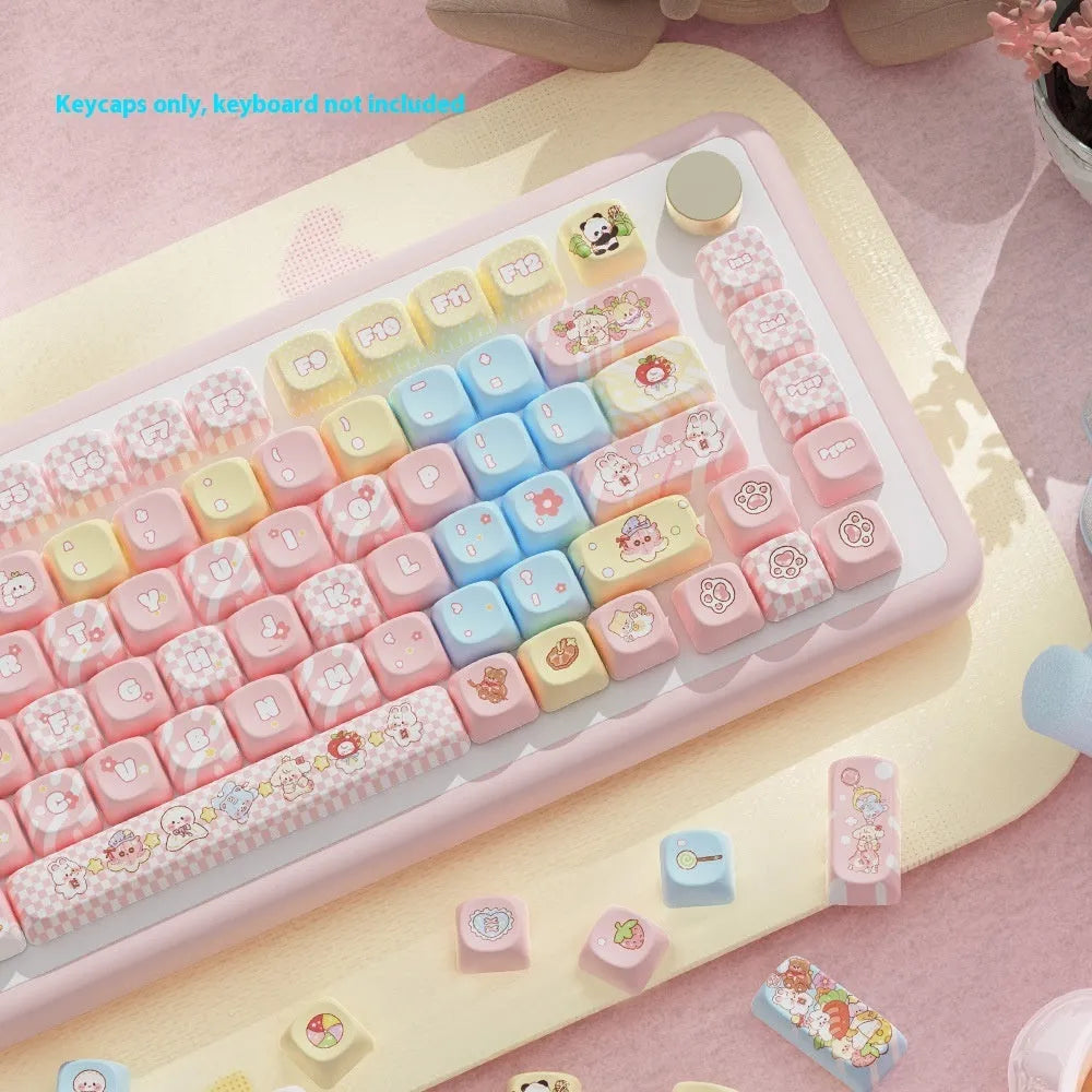 Clip Doll mechanical keyboard key cap set with cute doll design, sublimation printing, in protective box