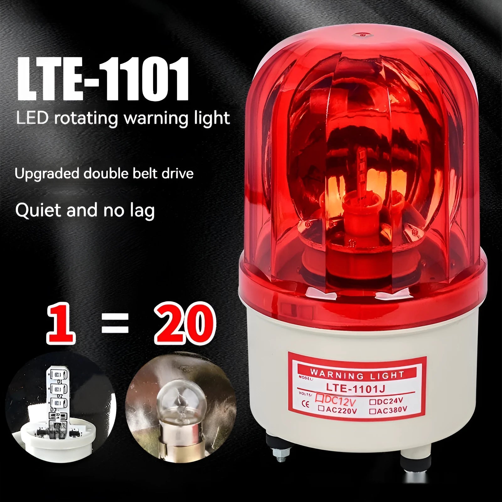 LTE-1101J red rotating warning light with sound alarm for industrial machine tool use
