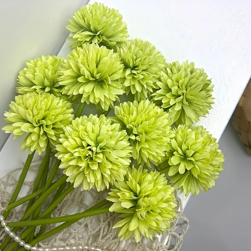 Green artificial silk flower desktop decoration measuring 20x6x5cm with dark and light green tones