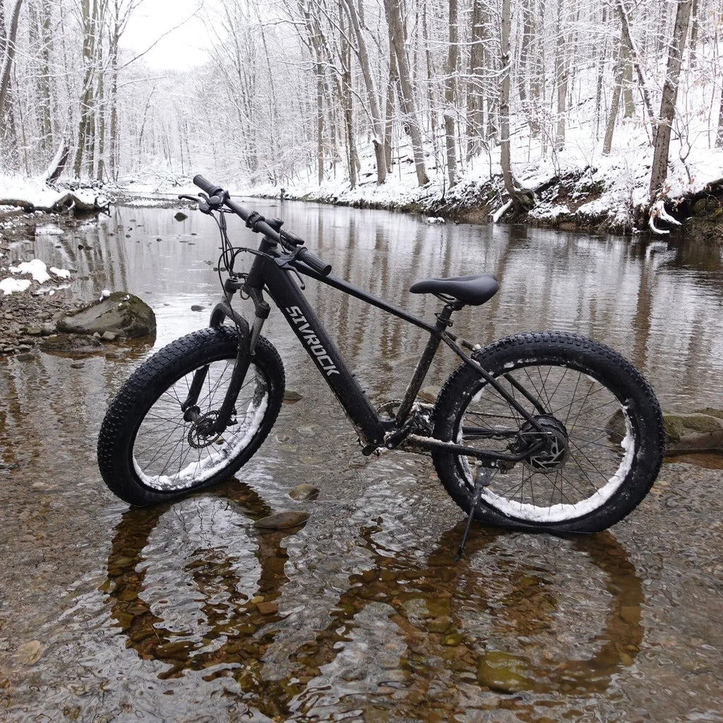 SIVROCK V1 black electric mountain bike with 26 x 4.0 inch fat tires, 1000W motor and 48V 15Ah battery
