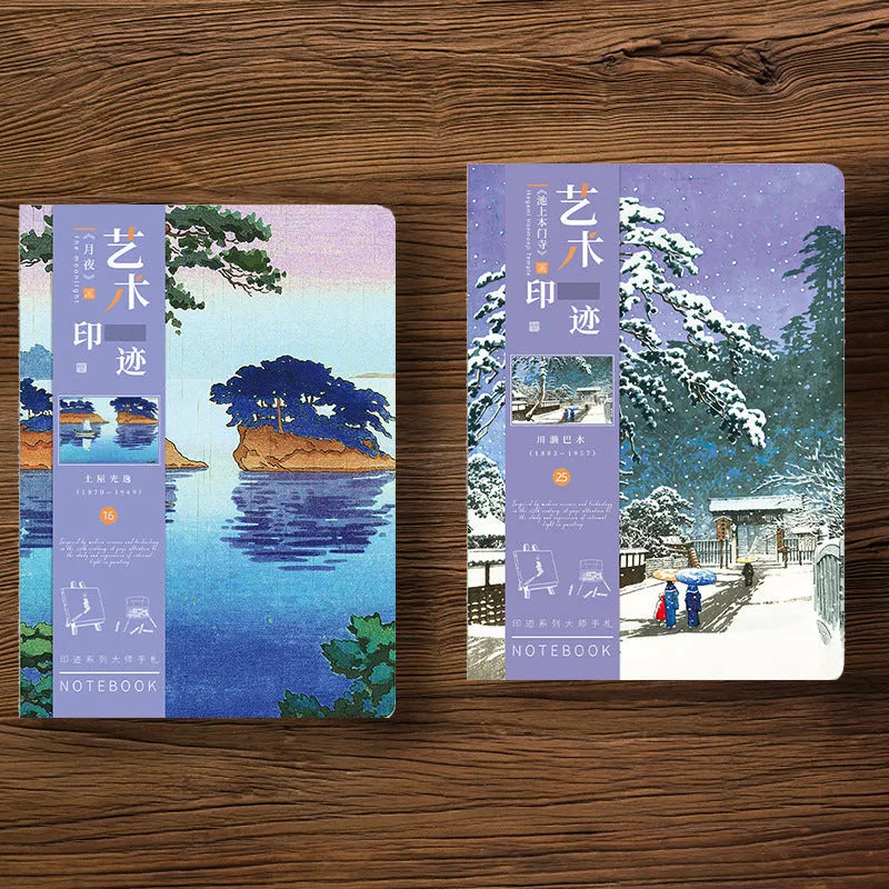 Ukiyo-e retro artist ledger with Kanagawa surfing cover, 13.2cm x 18.3cm size, and 100g Daolin paper for sketching