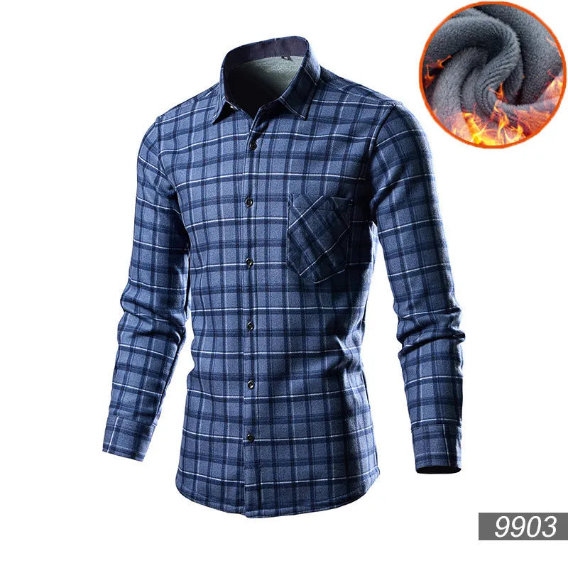 Men's loose fit cardigan shirt with fleece lining in a solid colour.