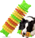 Blue rubber caterpillar dog chew toy for aggressive chewers, 17cm long, on a white background