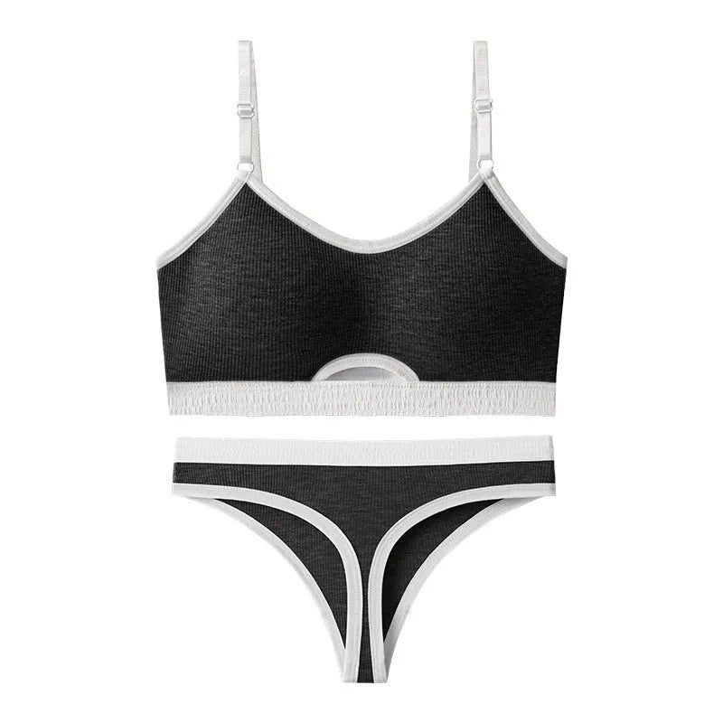 Sports underwear vest with fixed double-shoulder straps and underwired tube top in cotton fabric