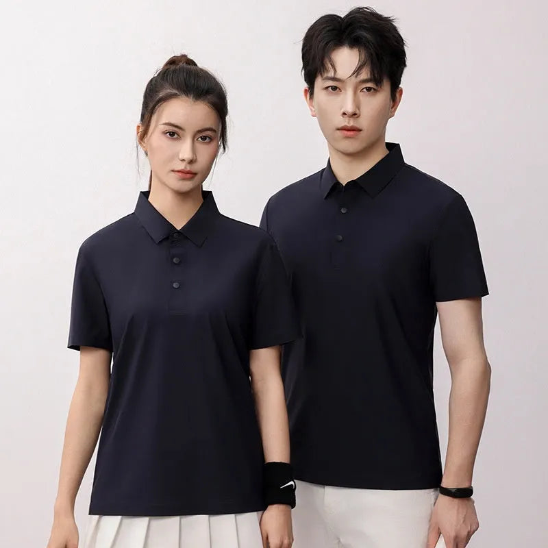 Brocade nylon blend seamless polo shirt in loose fit for summer sports