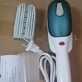 Handheld portable garment steamer with water tank and mechanical controls for clothes wrinkle removal