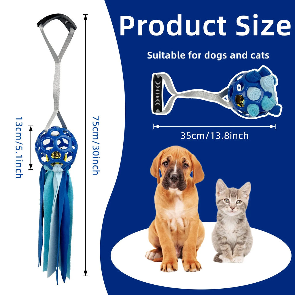 TPR interactive pet ball with bell sound in five colours for dogs and cats
