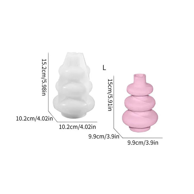 Three layer circle vase silicone mold showing irregular geometric design for creating decorative ornaments