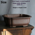 Purple sand rectangular bonsai flower pot measuring 30cm long with modern simplicity design and natural clay finish