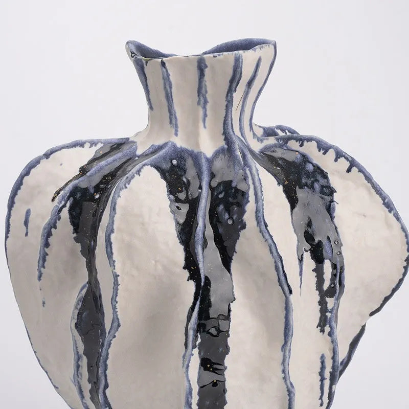 Handmade celadon ceramic vase with glass finish in modern simplicity style
