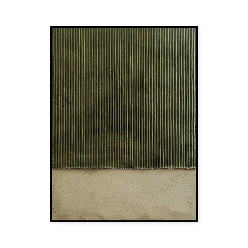 Large hand-painted green textured abstract oil painting on canvas, vertical one-panel wall art for living room and bedroom, no frame