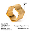 Stainless steel wave ring with 1.8 cm geometric design in silver or rose gold electroplated finish