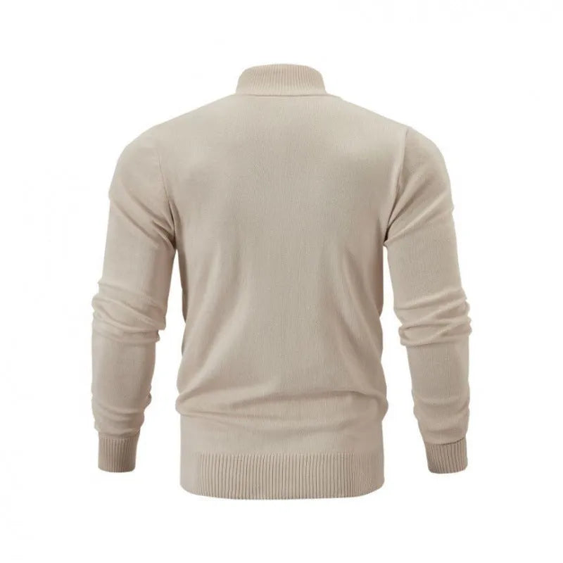 Stand collar casual sports sweater with zip front in solid colour, loose fit for youth daily wear