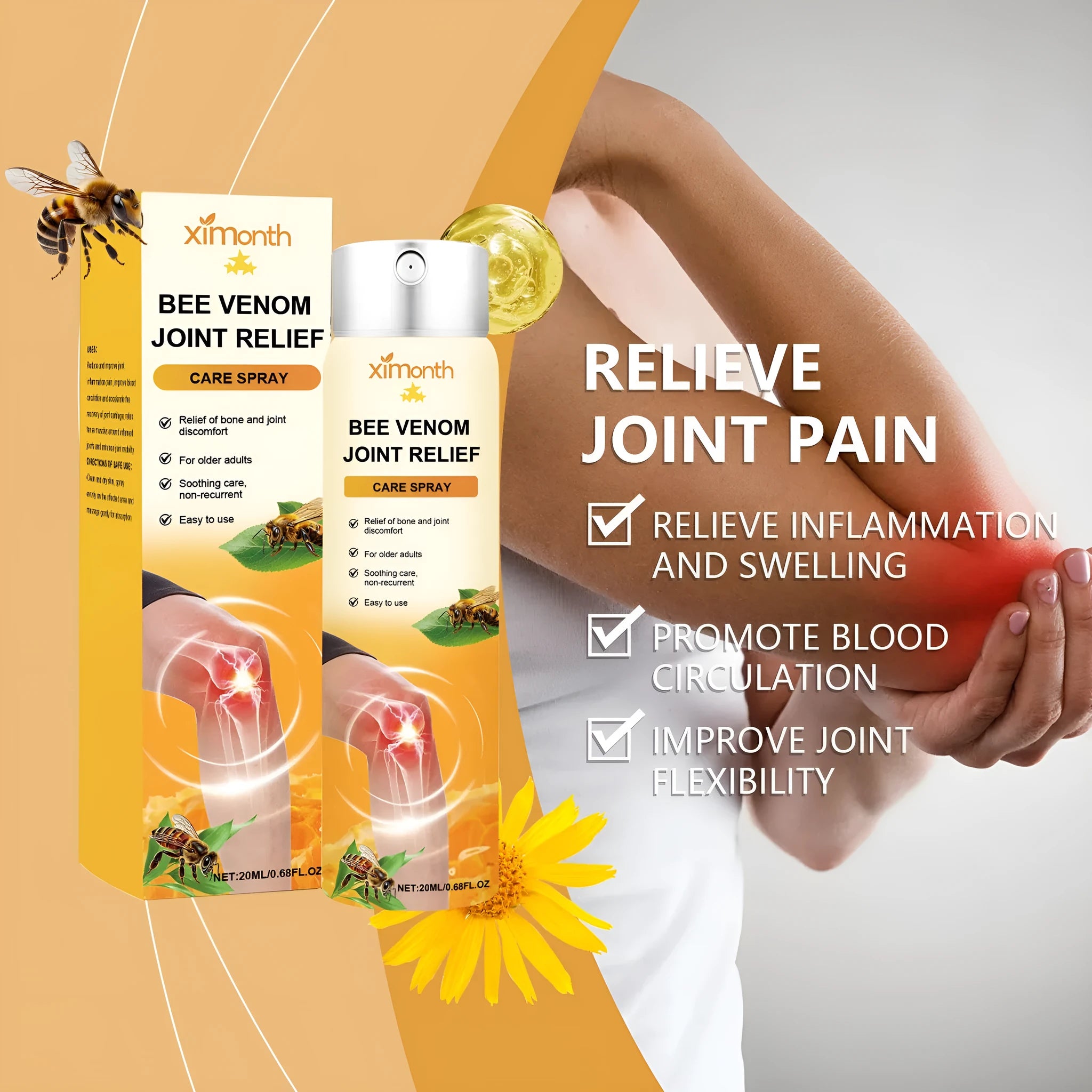 20ml body care spray bottle with menthol and bee venom formulation for daily skin nourishment
