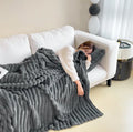 Soft Wind double-sided thickening bubble velvet blanket in rabbit hair caramel colour showing plush texture