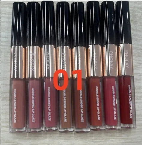C-L021 double-head lip gloss with two applicator tips in non-stick cup packaging