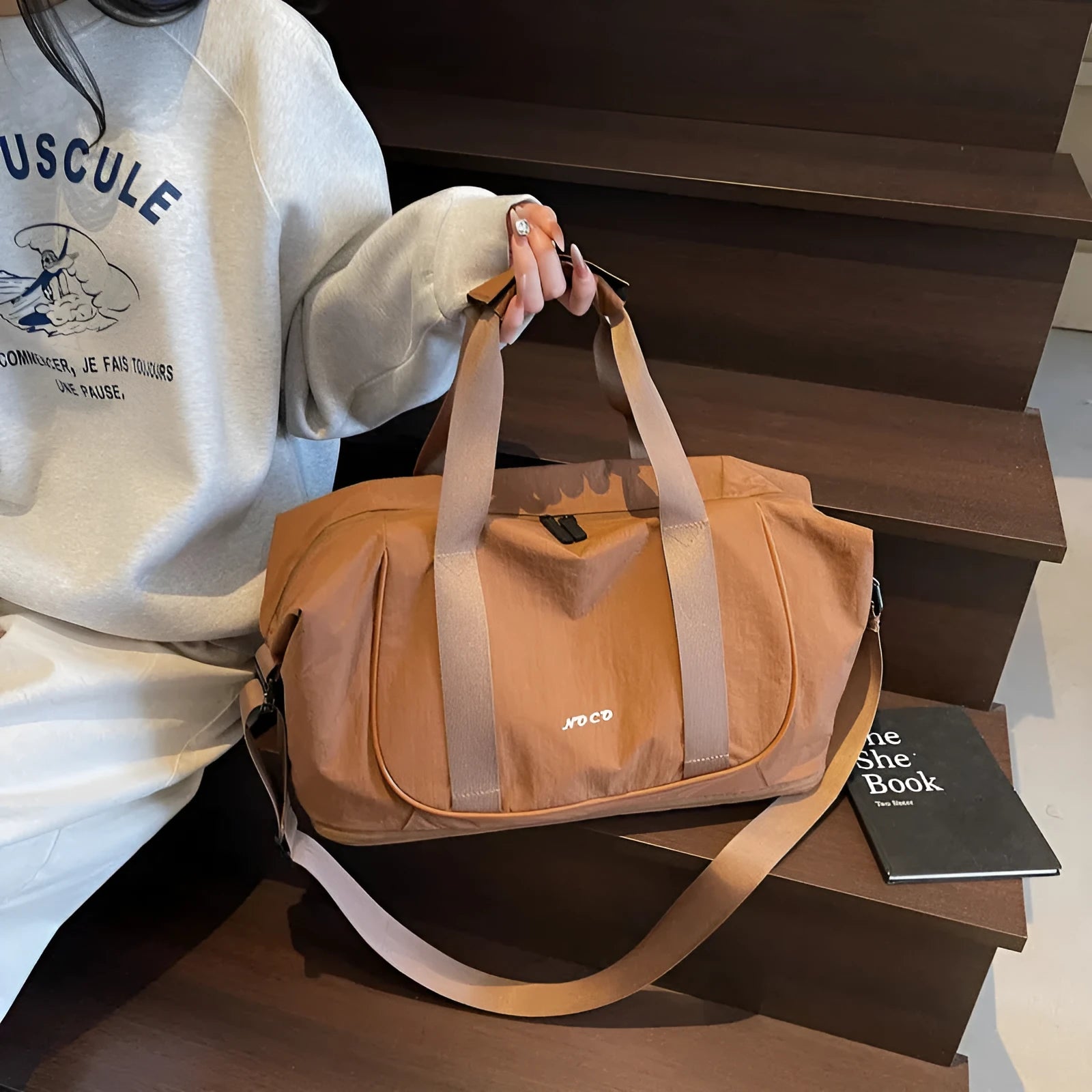 Oxford cloth crossbody bag in solid colour with one shoulder strap for yoga and travel
