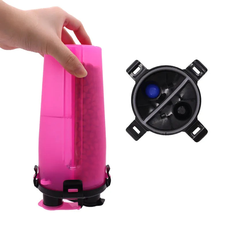 Portable pet water and food cup with dual compartments in assorted colours