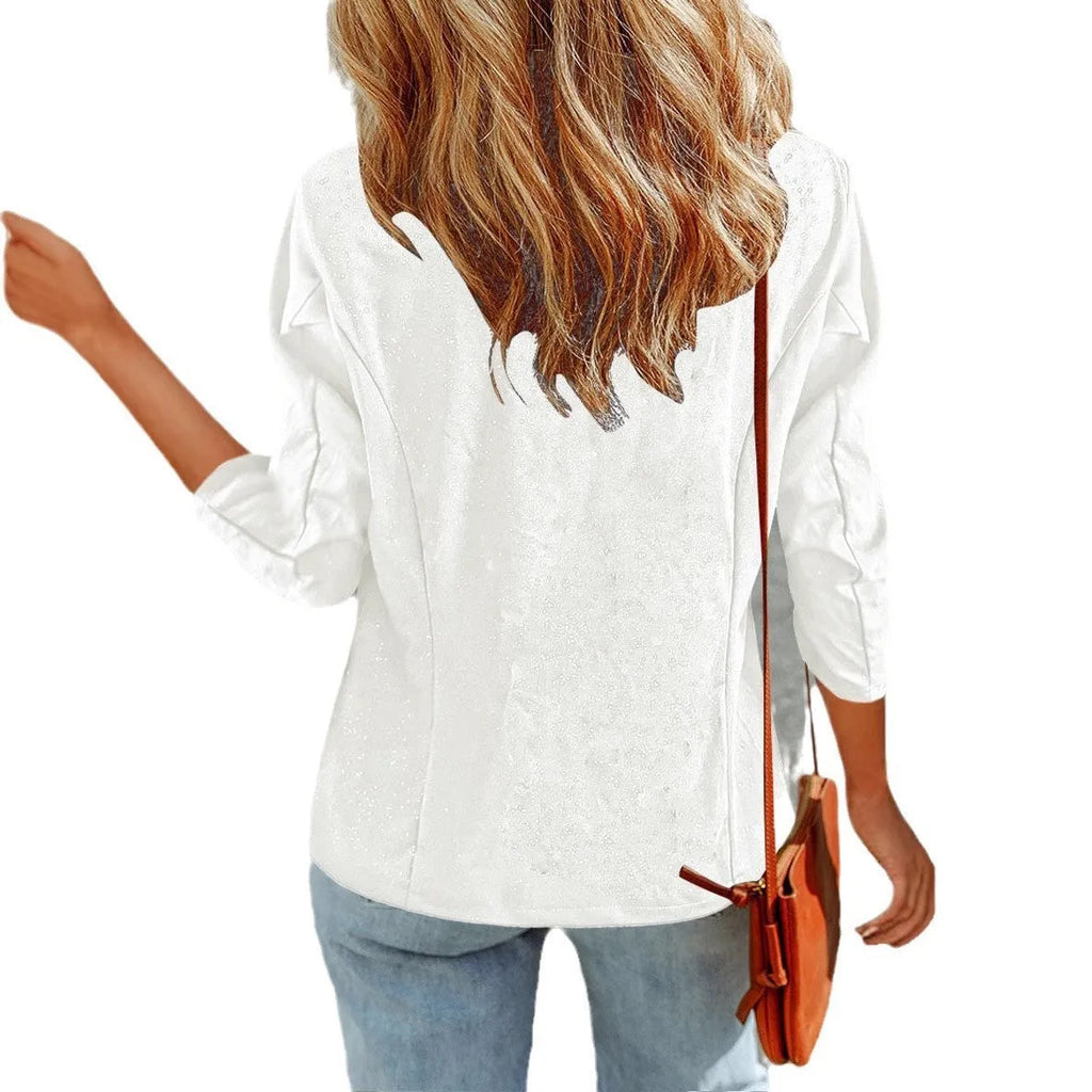 Slim fit polyester cardigan jacket in black, white or wine red with long sleeves