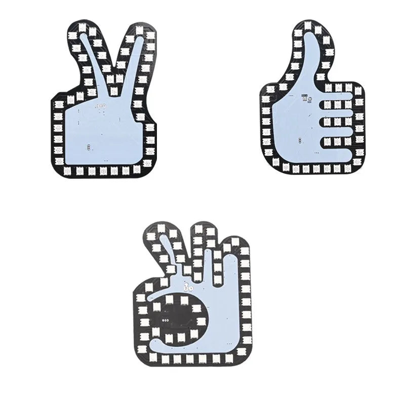 Car USB plug finger gesture lights showing thumbs up, OK and scissor hand controls