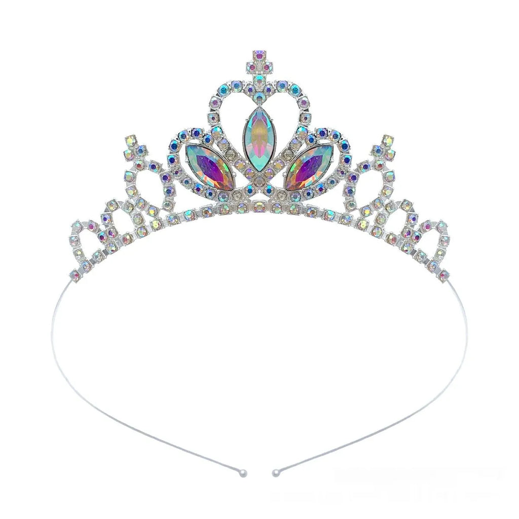 Girl's alloy princess crown with electroplated finish and crystal diamond decorations for birthday parties