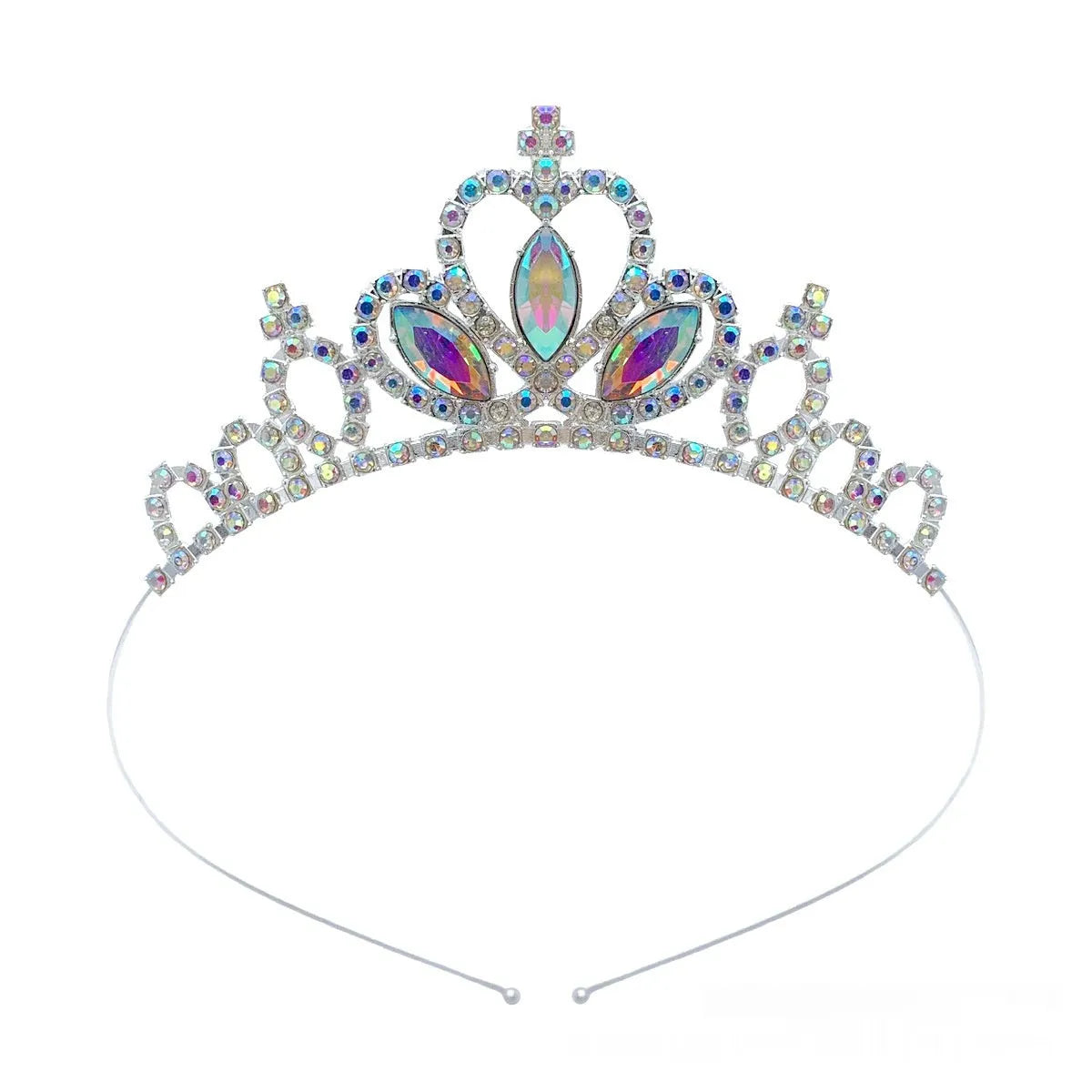 Girl's alloy princess crown with electroplated finish and crystal diamond decorations for birthday parties