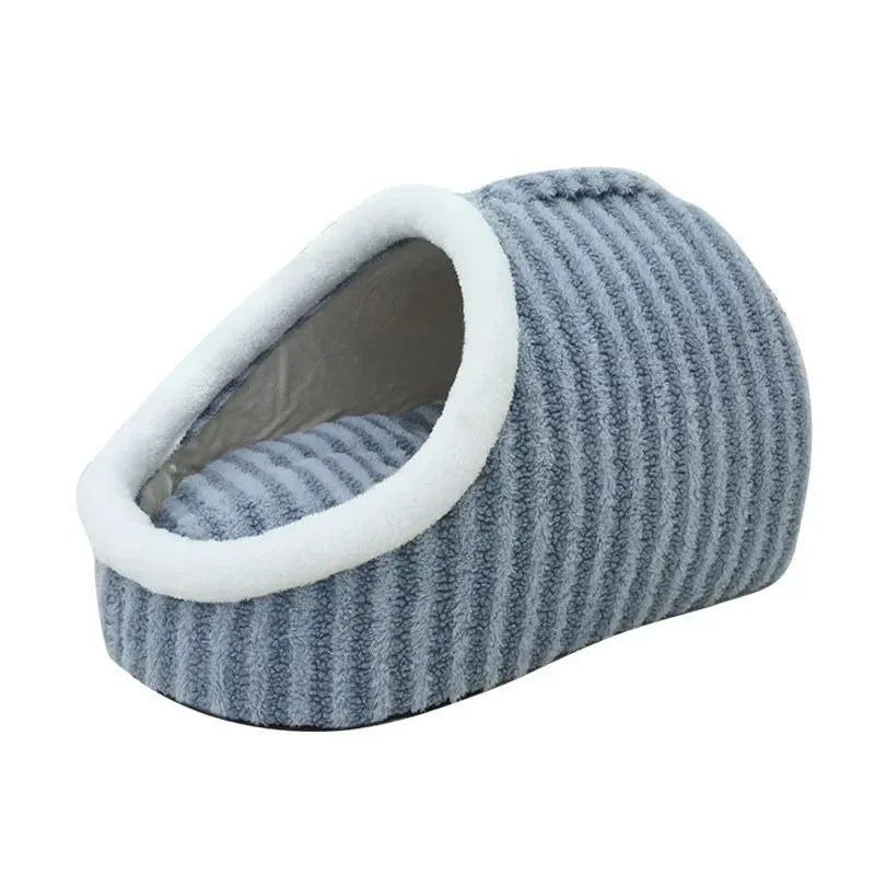 Striped thickened 3D pet bed with hole drilling design and removable sponge in blue, green, pink or yellow
