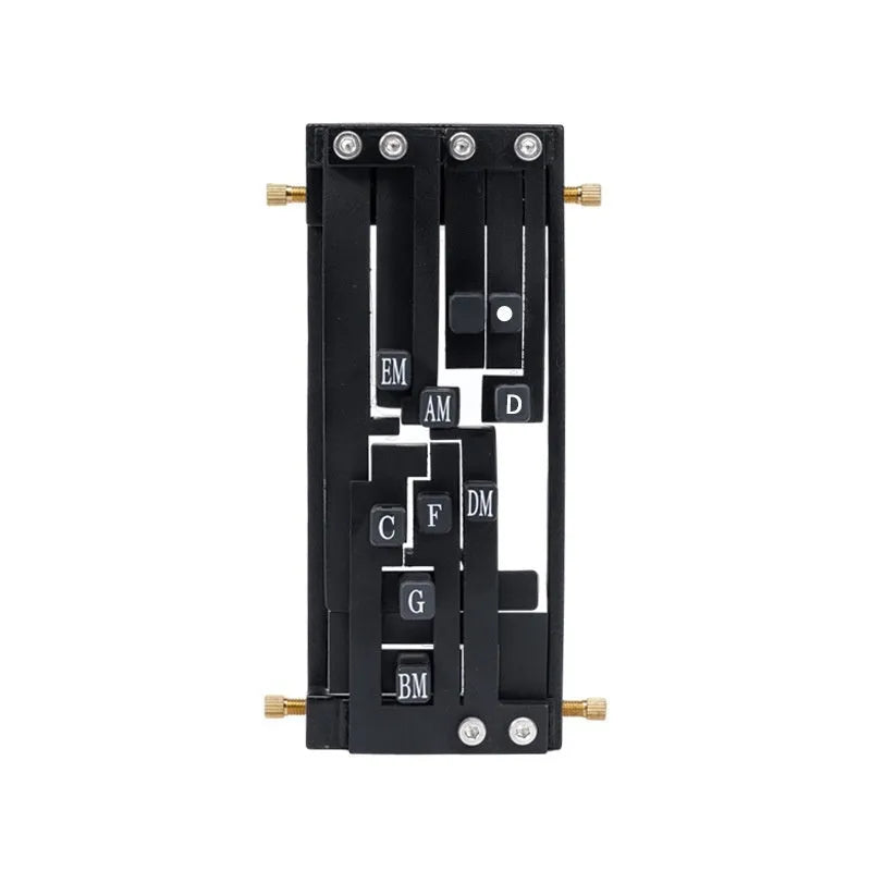 Black auxiliary chord practice device for folk guitar with double chord mechanism and automatic gear system