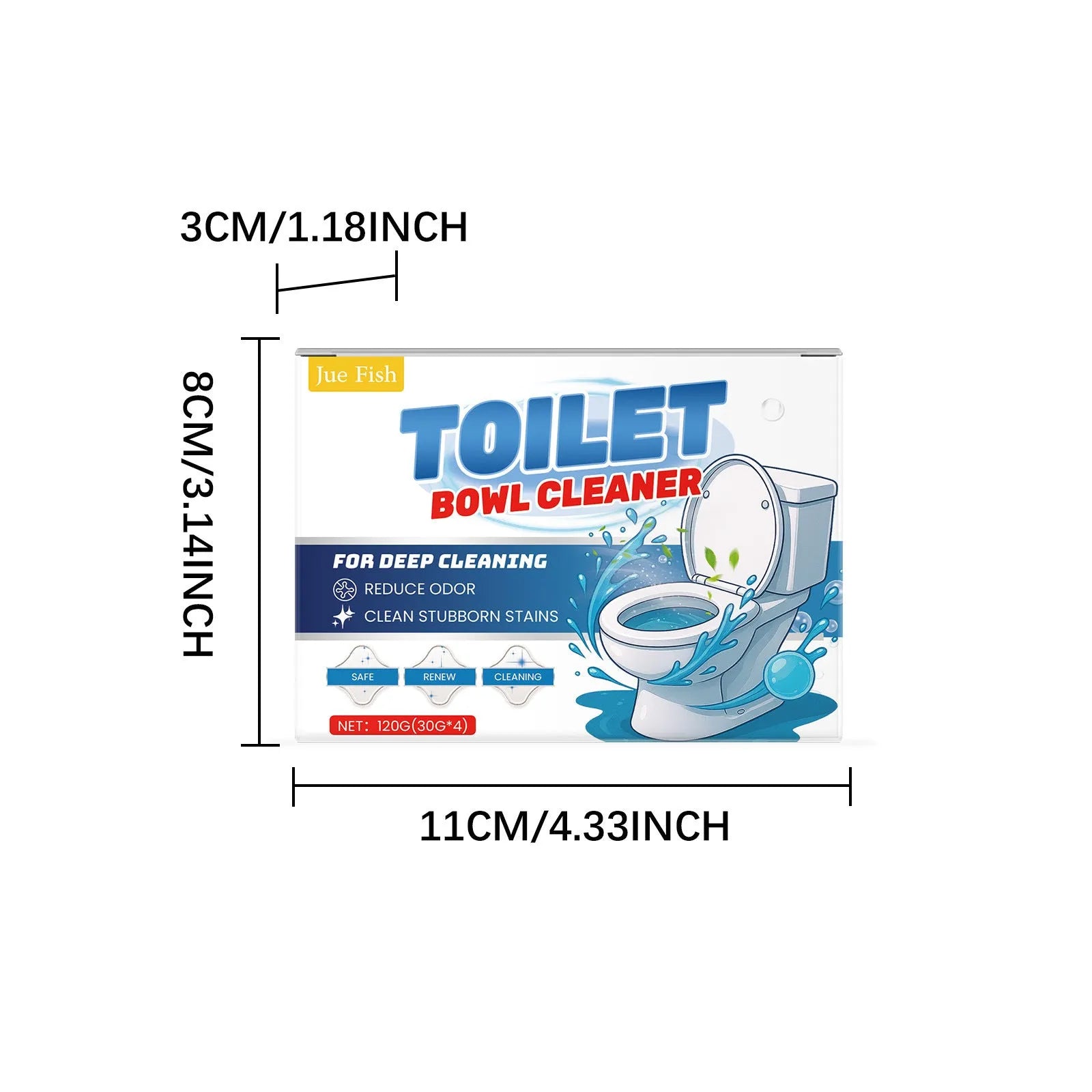 Toilet cleaning powder sachets with sodium bicarbonate formula for removing urine stains and odours