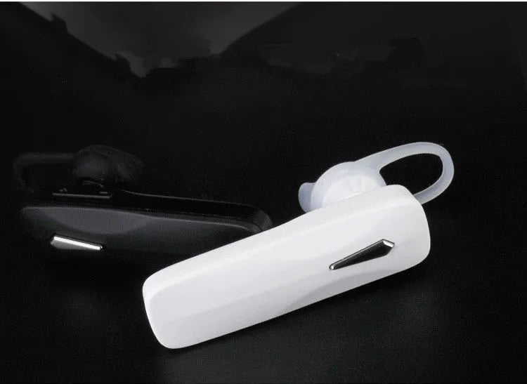 M163 Bluetooth car headset in black or white with call and music control buttons for hands-free driving