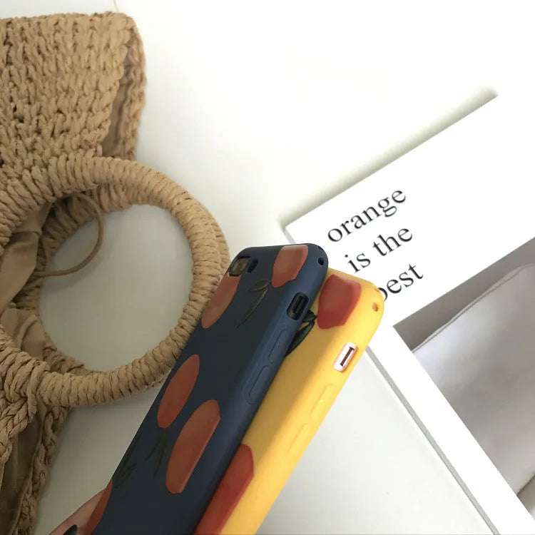 Blue, yellow, and orange matte TPU silicone iPhone case for multiple models.