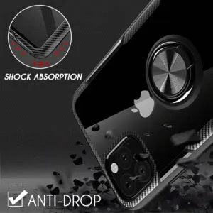 iPhone back cover case in navy blue with precise button cutouts and demolition feature for photo adjustments